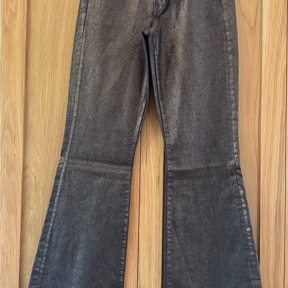 Black and metallic coated Flared Women's Jeans - Picture 1 of 3